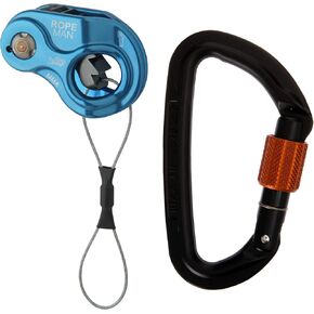 Wild Country Ropeman 1 Ascender + Session Locking Carabiner (Black/Tangerine) - Lightweight Rope Clamp for Climbing, Hunting, Tree Climbing, & Rigging - Blue - One Size