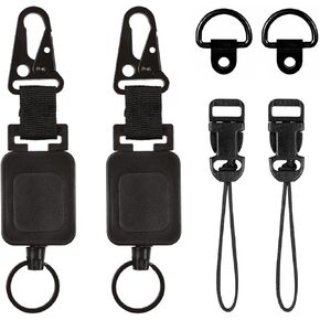 2 Pack CB Mic Retractable Holder with Heavy Duty 24" Stainless Steel Cord, Easy D-Ring Mount for Truck Drivers