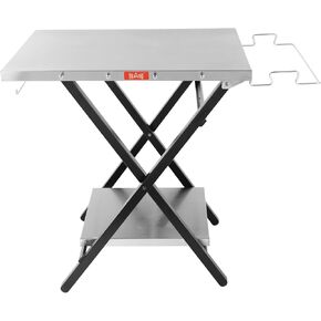 Foldable Grill Table, Portable Grill Table with Extra Storage Bottom Shelf, Outdoor Indoor Foldable Outdoor Grill Stand Table with Garage Rack & Tissue Holder,Easy Set-up, 30" x 24", Silver