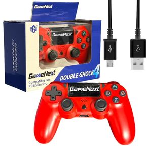 GameNext Red Controller, Wireless P4 Remote Controller Compatible with PS4/Slim/Pro with Dual Vibration/6-Axis Motion Sensor/Audio Replacement for PS-4 Controller