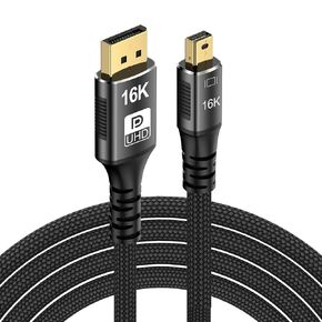 Mini DisplayPort to DisplayPort 2.1 Cable, DP 2.1,Bi-Directional Transmission DisplayPort to Mini DP ,16K@60Hz,8K@120Hz, 4K@240Hz G-Sync FreeSync Thunderbolt 2 for MacBook (Mini DP To DP2.1 16K-6.6FT)