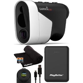 Garmin Approach Z82 Golf Range Finder with Slope - Golf Laser Rangefinder with Image Stabilization, GreenView, & 41K Courses - Bundle with PlayBetter 5000mAh Portable Charger & Microfiber Towel