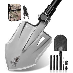 Zune Lotoo Tactical Shovel Survival Multitool, Military Portable Folding Camping Shovel Compact Camping Gear for Men Outdoor Survivalist Gift Hiking Backpack Emergency Offroad Entrenching Tool Spade