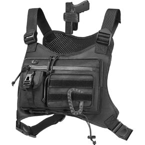 Chest Bag for Men,Running Pack Vest for Workouts,Water Resistant Sports Chest Pack For Hiking,Running Phone Holder Extra Storage(Black)