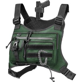 Chest Bag for Men,Running Pack Vest for Workouts,Water Resistant Sports Chest Pack For Hiking,Running Phone Holder Extra Storage(Black)