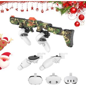 Relohas VR Handle Accessories for Meta Quest 2,3,3S, Gun Stock for Oculus Quest, Weighted Controller Grips, Enhance Realistic FPS Gaming Experience (Camouflage)