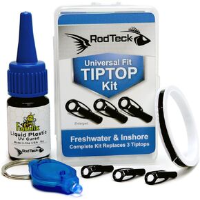 Universal Fit Tiptop Kit - Fishing Rod Tip Repair for Fly, Saltwater & Freshwater - Pole Replacement Tips, Easy Repair