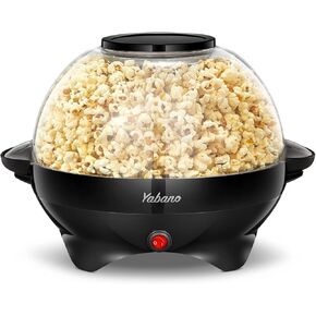 Popcorn Machine, 6-Quart Popcorn Popper maker, Nonstick Plate, Electric Stirring with Quick-Heat Technology, Cool Touch Handles (Black)