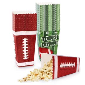 30 Pcs Football Popcorn Boxes Popcorn Buckets Bulk Sports Theme Popcorn Boxes for Football Party Favors Football Trunk or Treat Sports Birthday Party Decorations Tailgate Celebrations
