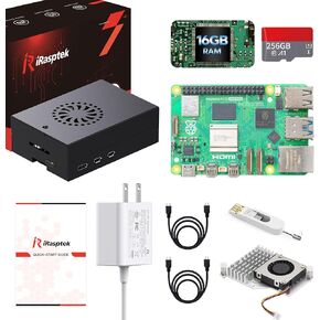 Starter Kit for Raspberry Pi 5 16GB RAM-Pre-Loaded with 256GB Edition Raspberry Pi OS (Aluminum Case)