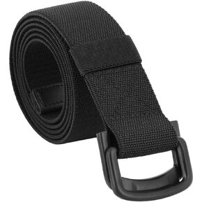 Sportmusies Elastic Belts for Men, Military Style Stretch Webbing Tactical Duty Belt (Black,D-Ring Buckle)