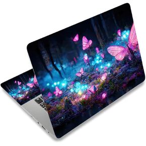 AIMSA Laptop Skin Sticker Secal ، 17 17.3 Inc BAPTOP ART DECAL COVERS UNIVERSAL ، ملصقات زخرفية محامية الجلد ، الفراشة الوردية الخيالية