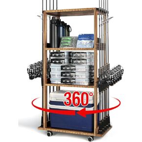 Ghosthorn Fishing Rod Holders for Garage Holds up 10 Rods Wood Pole Rod Rack Tackle Storage Gear and Equipment Fishing Gifts for Men Women