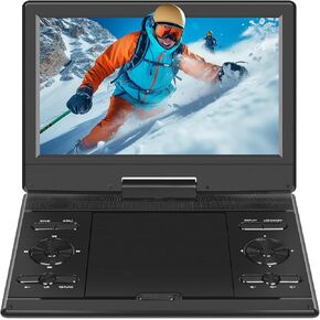 14.5" Portable DVD Player with 12.1’’ HD Swivel Screen, 5-6Hrs Play, DVD Player Portable with Dual Stereo Speaker, Last Memory, Support SYNC TV/USB/SD Card, Play All Discs Format Except Blu-ray