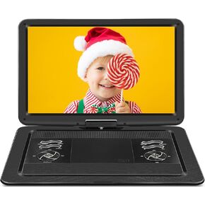 19.6-inch Portable DVD Player with 17.1" Extra-Large HD Swivel Screen, 5000mAh Battery, 5-6 Hours Playback, Supports USB/SD Card/TV Sync, All Region Discs, High Volume Speakers, Black