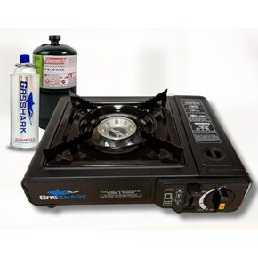 Dual Fuel Propane or Butane Portable Stove | 12,000 BTUs | Camping Stove | Outdoor Cooking and Emergency Kit | Propane Hose and Carrying Case Included
