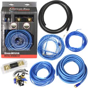 American Bass Usa 4 Gauge Wiring Kit Anl Fuse 17Ft Flexible Matte Blue 4 Ga. Power Cable