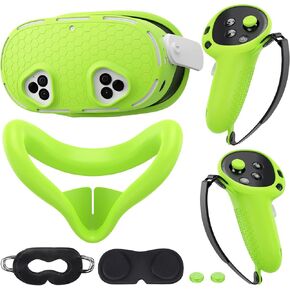 Silicone Cover Set Compatible with Meta/Oculus Quest 3s Accessories, VR Silicone Face Cover, VR Shell Cover,Touch Controller Grip Case,Camera Lens Protector Set (Colorful B)