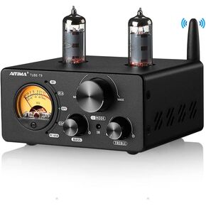 AIYIMA T9 100W*2 Bluetooth Stereo Amplifier Class D Amp 2.0/2.1 Channel Tube Power Amp with PC-USB DAC Coaxial Optical inputs &VU Meter & Bass Treble Tone Control for Home Stereo Speakers