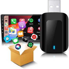 Crienten Wireless Carplay Adapter for iPhone | Converts Wired to Mini Wireless Apple CarPlay Dongle Plug & Play CarPlay Wireless Adapter | Apple iPhone iOS 10 Android Auto+Fast Stable Connection