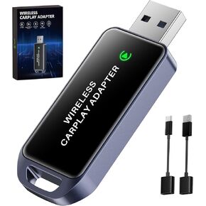Carplay Wireless Adapter for Apple Wireless Carplay Adapter Compatible with iPhone 6+ and 2016+ Cars, Online Updates Keep Original Control，Bluetooth 2.4GHz and Wi-Fi 2.4+5.8GHz