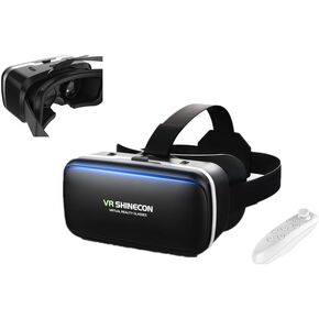VR Headset for iPhone & Android with Controller, Virtual Reality Goggles, Universal, Virtual Reality 3D Glasses Headset Helmets for Kids & Adults, for Phones 4.7-6.6 Inch, for Movies,TV & Video Games