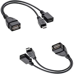 2-in-1 Micro USB to USB Adapter (OTG Cable + Power Cable)