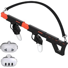 VR Gun Stock for Meta Quest 3S/Quest 3, Magnetic 2-in-1 VR Accessories for Oculus Quest 3, Rifle/Pistol Controller Grips with Shoulder Straps for Enhance Control Feel, Realistic FPS Gaming Experience