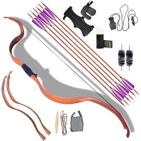 ZSHJGJR Traditional Recurve Bow and Arrow Set Longbow Handmade Mongolian Horse Bow Takedown Bow for Archery Outdoor Hunting Target Shooting
