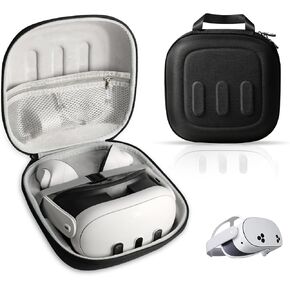 Q3S Hard Carrying Case for Meta Quest 3/Quest 3S VR Headset, Touch Controller, Original Fabric Strap & Accessories, Ideal for Travel & Home Storage with Comfort Protection