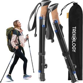 TREKOLOGY Trekking Poles 2pc – Ergonomic Cork Grips, Adjustable 43.3" to 51.2", Lightweight 10.2 oz, Aircraft-Grade Aluminum, Compact 15.3" Fold, Great for Hiking and Backpacking TREKZ Cork SE