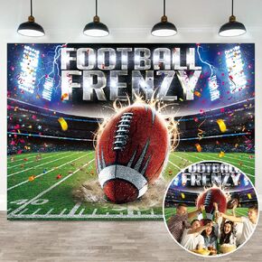 Football Frenzy Backdrop Bowl Night Touch Down Rugby Field Photography Background Boy Kids Football Sport Birthday Party Baby Shower Indoor Outdoor Decoration Photo Props (8x6FT) in Saudi Arabia