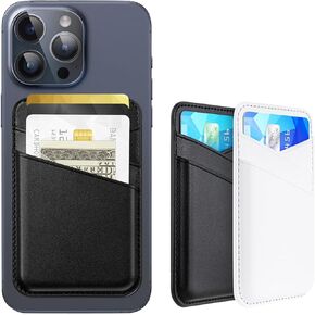SHANSHUI Phone Wallet, 2 Pack Cell Phone Card Holder, Premium PU Leather Credit Card Holder Stick on Compatible with iPhone, Most Smartphones