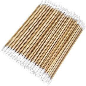 400 PCS مسحات تنظيف الأسلحة-مسحات قطنية مزدوجة 6 بوصات مع مقابض الخيزران-براعم القطن للمسدس والبندقية وتنظيف البنادق وصيانة البصريات والمناطق التي يصعب الوصول إليها