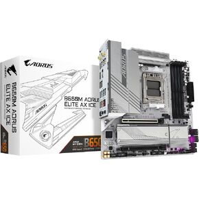 GIGABYTE B650M AORUS Elite AX ICE AM5 LGA 1718 AMD B650 M-ATX Motherboard with 5-Year Warranty, DDR5, 2* M.2, PCIe 5.0, USB 3.2 Gen2X2 Type-C, 2.5GbE LAN, Q-Flash Plus, EZ-Latch