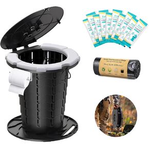 BLIKA Upgraded Retractable Portable Toilet w/Soft Cushion, 300LBS Anti-Collapse Camping Folding Toilet, Height Adjustable Travel Toilet with Paper Holder for Camping/Car