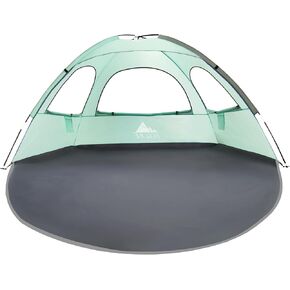 Nxone Beach Tent Sun Shown Shelter لـ 2-3 شخص مع حماية للأشعة فوق البنفسجية ، أرضية ممتدة ، 3 نوافذ متشابكة وقضبان من الألياف الزجاجية 8.0 مم 丨 حقيبة تحمل (Mint Green)