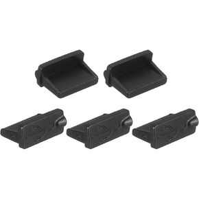 uxcell Silicone USB Port Cover, 5Pcs Computer Laptop Anti Dust Cover Dust Plug Caps, Anti Dust Stopper Protector Plugs for Desktop Computers, Stereos, Monitors, Laptops (Black)