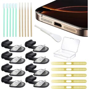 USB C Dust Plug, Type C Anti Dust Plug Cover Charging Port，Accessories for iPhone 16/16 Plus/Pro/Pro Max/iPhone 15/15 Pro/Pro Max/Plus，Golden Speaker Metal Dust Nets（8Pcs） ﻿