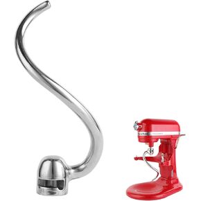 Stainless Steel Spiral Dough Hook Compatible with KitchenAid 5-6QT Mixer,Bowl Lift Stand Mixer Accessory, Dough Hook,Rust Resistant, Effectively Kneads Bread,Pizza,Pasta and Biscuits,Dishwasher Safe