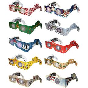 3D Christmas Glasses - 10 Pairs / 10 Turn Christmas Tree & Holiday Lights into Magical Images - Stocking Stuffers - Secret Santa - Office Parties - Fun for The Family