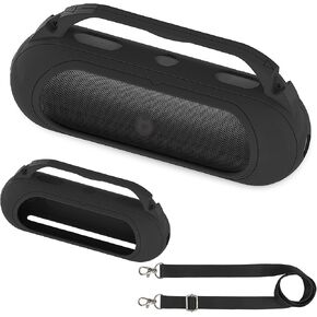 Silicone Cover Case for Beats Pill 2024 Wireless Bluetooth Speaker, Protective Stand Holder for Beats Pill Bluetooth Speaker Accessories with Should Strap (Black Case only)