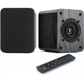 Saiyin Powered Bluetooth Bookshelf Speakers, 40W Record Player Speakers with 3'' Dual Cone Drivers for Full Range in Powerful Sound, Stereo Speakers for Turntable PC TV AUX/Optical/TV-ARC Input