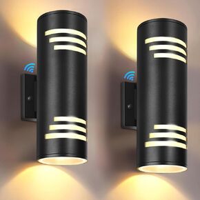 Dusk to Dawn Porch Lights Outdoor 2 Pack, Modern Exterior Lighting Fixtures 13In, Cylinder Outdoor Wall Lamp Up and Down Lights Outdoor Sconce Wall Lighting for House Doorway, ETL Listed