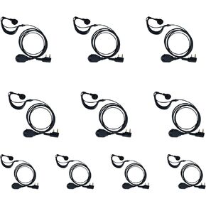 G Shape Earpiece with Mic PTT Compatible with Baofeng UV-5R BF-F8HP BF-888S Kenwood TK-208 TK-360G TK3230 TK-3160 Puxing Quansheng Wouxun Two Way Radio 10Pack