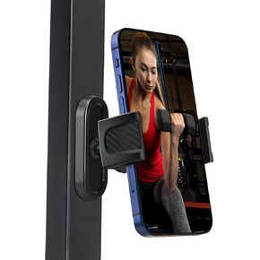 Portable Gym Magnetic Phone Holder Gym Phone Mount with Powerful Magnet Base Attach to Metal Surface, 360 Adjustable, Compatible with All Smartphones