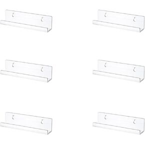 Vinyl Record Display Rack, 7-Inch Wall Mounted Acrylic Record Rack, Clear Acrylic Wall Floating Display Rack for Vinyl Record Storage and Display, Wall Mounted Decorative (6 Pieces)