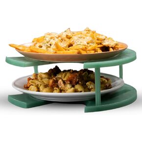 DoubleWave Teal Two Tier Microwave Plate Stacker | Reliable and safe for any day microwave dishes | Perfect food stacker for busy professionals | BPA Free microwave plate holder (Large)