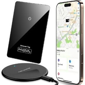 Wallet Tracker Card for Apple Find My(iOS Only) - Thin Wallet Finder with Wireless Charger - Item Locator for Wallet, Luggage Tags, ID Card and More - IP68 Waterproof
