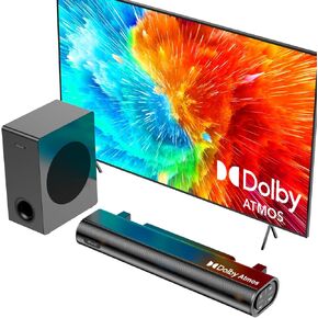 Hiwill Dolby Atmos Sound Bar for Smart TV, 200W Peak Power, Home Theater Soundbar for TV with Subwoofer, Adjustable Treble and Bass, Clear Dialogue, HDMI eARC/ARC/Opt/BT/AUX, HiElite A21